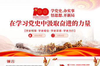 2021在學習黨史中汲取奮進的力量PPT黨課模板學黨史辦實事悟思想開新局專題黨課