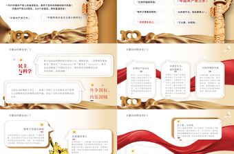 2021建黨100周年回顧百年黨史100個關(guān)鍵詞PPT模板（上）