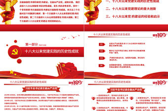 2021十八大以來黨的建設歷史性成就回眸PPT慶祝建黨100周年黨史學習系列黨課課件