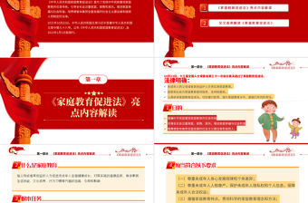 2022最新發布家庭教育促進法解讀PPT紅色簡約大氣青少年法治培訓專題黨課課件
