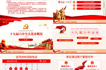 十九屆六中全會PPT紅色精品學習貫徹黨的十九屆六中全會公報內容會議精神黨課課件