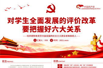 對學(xué)生全面發(fā)展的評價改革要把握好六大關(guān)系PPT簡潔大氣培養(yǎng)德智體美勞全面發(fā)展的社會主義建設(shè)者和接班人學(xué)校課件