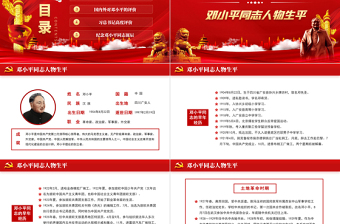 2021熱烈慶祝鄧小平誕辰117周年紀(jì)念紅色中國(guó)風(fēng)PPT 模板