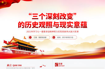 2021“三個深刻改變”的歷史觀照與現實意蘊PPT黨政風學習七一重要講話精神努力實現民族偉大復興黨課課件