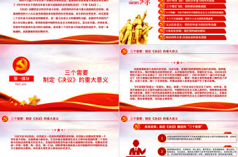 “數讀”十九屆六中全會精神PPT紅色黨政風《中共中央關于黨的百年奮斗重大成就和歷史經驗的決議》學習黨課課件