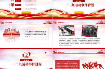 1935年一二九愛國(guó)運(yùn)動(dòng)PPT紅色12·9運(yùn)動(dòng)爆發(fā)86周年青年學(xué)生抗日救國(guó)示威游行反抗日本帝國(guó)主義課件模板