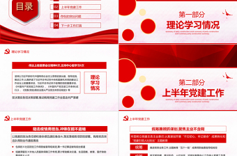 2021年上半年黨建工作總結(jié)PPT簡約大氣黨建風(fēng)工作總結(jié)模板