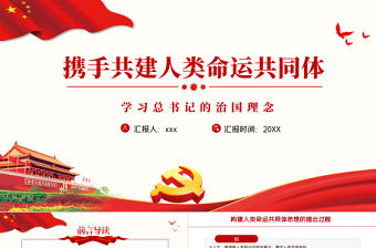 2021攜手共建人類命運共同體PPT學習總書記的治國理念專題黨課課件模板