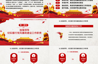 黨風廉政建設總結PPT紅色質感黨政部門年終工作總結述職述廉工作報告模板