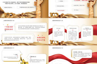 2021建黨100周年回顧百年黨史100個關鍵詞PPT模板（中）