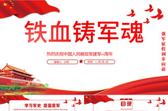 2021鐵血鑄軍魂PPT熱烈慶祝中國人民解放軍建軍94周年軍史軍魂國防教育愛國教育黨課模板