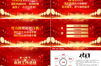 年終答謝會PPT紅金光效感謝有你一路相伴企業年末客戶經銷商大會工作總結新年展望模板