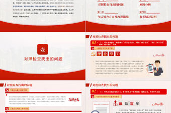 書記黨史學(xué)習(xí)教育專題民主生活會個人對照檢查材料PPT紅色精品黨政部門黨支部教育專題黨課模板