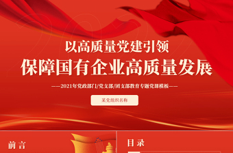 以高質(zhì)量黨建引領(lǐng)保障國(guó)有企業(yè)高質(zhì)量發(fā)展PPT2021年黨政部門(mén)黨支部團(tuán)支部教育專(zhuān)題黨課課件