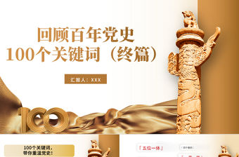 2021建黨100周年回顧百年黨史100個關鍵詞PPT模板（終篇）