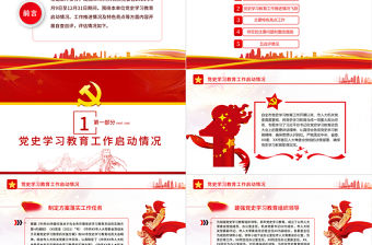 機(jī)關(guān)黨委黨史學(xué)習(xí)教育總結(jié)工作評(píng)估報(bào)告PPT紅色簡(jiǎn)潔黨史學(xué)習(xí)教育啟動(dòng)情況工作推進(jìn)情況及特色亮點(diǎn)總結(jié)匯報(bào)課件