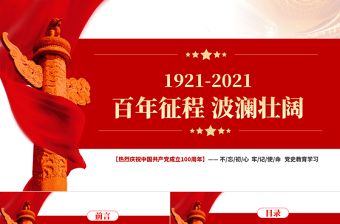 百年征程波瀾壯闊PPT紅色精品百年黨史教育專題黨課課件模板