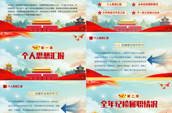 紀委書記述職報告PPT簡約黨政風黨員干部工作總結暨新年工作計劃專題黨課課件模板