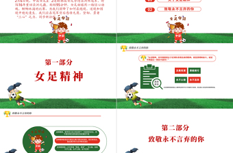 致敬永不言棄的你PPT紅色卡通風(fēng)學(xué)習(xí)中國女足精神介紹課件下載