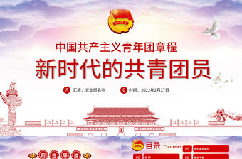 新時代的共青團員PPT深入學習中國共產(chǎn)主義青年團章程專題課件模板