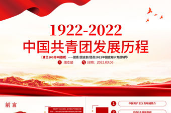 1922-2022百年團(tuán)史PPT紅色簡潔慶祝中國共青團(tuán)建團(tuán)100周年專題團(tuán)課課件模板下載