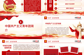 1922-2022百年團史PPT紅色簡潔慶祝中國共青團建團100周年專題團課課件模板下載