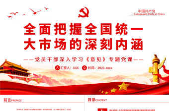 全面把握全國統(tǒng)一大市場的深刻內涵PPT紅色黨政風黨員干部深入學習《意見》專題黨課