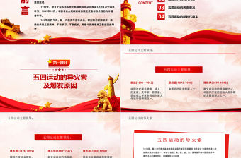 紀念五四運動103周年PPT紅色黨政風弘揚五四運動做新時代新青年專題黨課課件模板