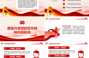 賡續(xù)百年精神風(fēng)貌書寫新時代青春樂章PPT精品慶祝中國共產(chǎn)主義青年團成立100周年大會專題課件