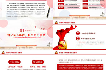 銘記奮斗歷程擔當歷史使命歷史PPT大氣黨建風中國共產黨的輝煌黨史黨課學習教育課件模板