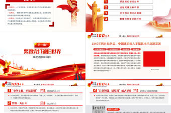 百年征程青運風云PPT黨建風2022年團史知識專題輔導黨課課件模板