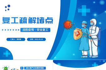 2022復工疏解堵點PPT卡通風企業公司安全復工專題課件模板