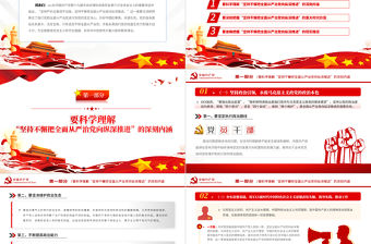 抓牢五個一定要堅持不懈把全面從嚴治黨向縱深推進PPT紅色大氣風2022年黨支部教育專題黨課課件模板