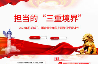 擔(dān)當(dāng)?shù)娜N境界PPT簡(jiǎn)潔黨政風(fēng)2022企事業(yè)單位主題黨日黨課課件模板