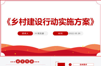 簡潔黨政風《鄉村建設行動實施方案》PPT專題課件