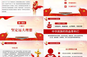 在奮斗中實現青春夢想PPT大氣黨政風紅色黨政風黨員干部學習教育專題微黨課課件模板