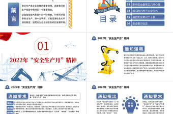 2022安全生產月PPT簡約風第二十一個安全生產月知識宣講課件模板