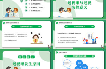 2022近視防控PPT卡通風中小學生市里保護主題教育班會課件模板