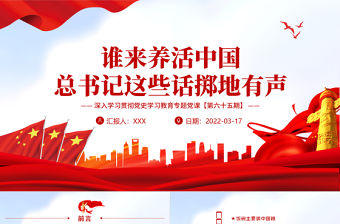 誰來養活中國總書記這些話擲地有聲PPT紅色大氣風深入學習貫徹黨史學習教育專題黨課課件模板
