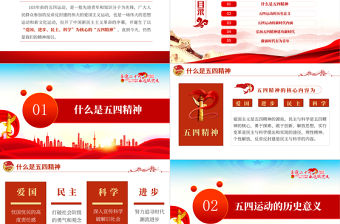 紀念五四運動103周年PPT紅色黨政風五四精神傳承你我專題黨課課件模板