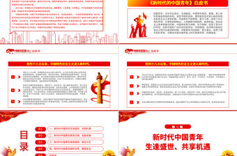 《新時代的中國青年》白皮書PPT紅色黨政風解讀新時代的中國青年專題課件模板
