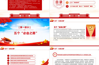 五個必由之路和五個有利條件PPT紅色大氣深入學習貫徹總書記兩個重要論斷黨課課件模板