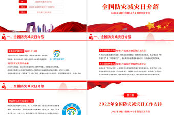 2022全國防災減災日PPT紅色精美減輕災害風險守護美好家園主題防災減災日專題課件模板