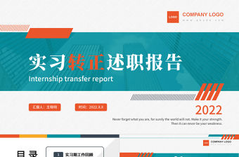 2022實習(xí)轉(zhuǎn)正述職PPT橙綠雙色簡潔風(fēng)實習(xí)期轉(zhuǎn)正述職報告模板