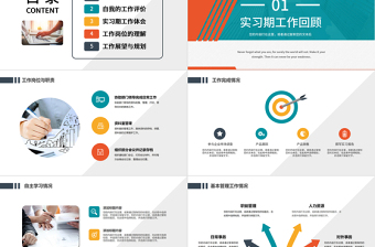 2022實習轉正述職PPT橙綠雙色簡潔風實習期轉正述職報告模板