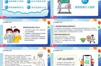 2022防疫小貼士PPT卡通風疫情反彈別放松主題班會課件模板