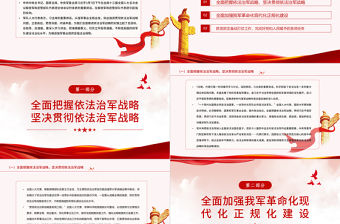 貫徹依法治軍戰略建設世界一流軍隊PPT紅色精品深入學習習近平主席在解放軍和武警部隊代表團發表的重要講話專題課件