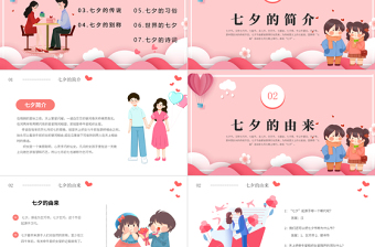 2022七夕甜蜜相約PPT卡通風(fēng)七夕節(jié)日課件模板