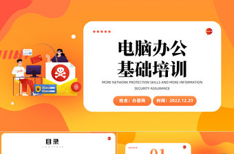 2022電腦辦公基礎操作PPT卡通風電腦辦公基礎知識介紹課件模板