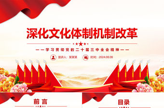 深化文化體制機制改革PPT黨政風學習貫徹黨的二十屆三中全會精神黨課
